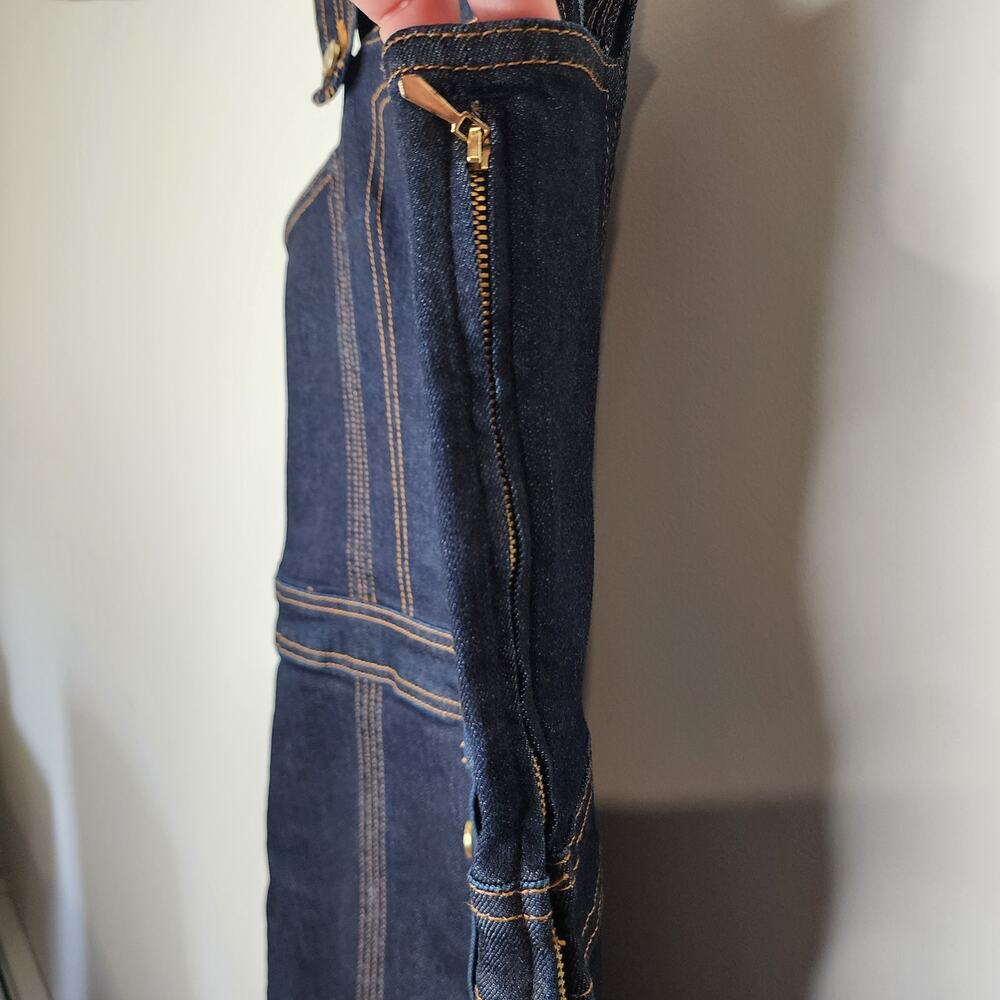 7 For All Mankind Pinafore Denim Mini Dress Women's Small Dark Wash Bib‎ Overall - Picture 5 of 8